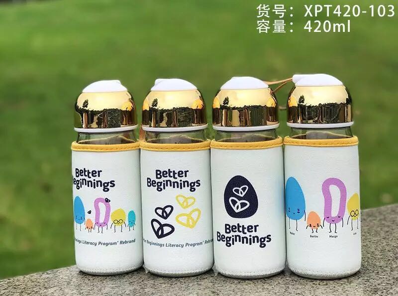  cartoon glass water bottles