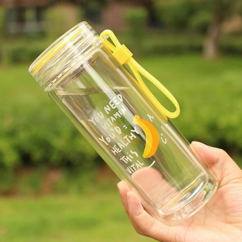 Wholesale Custom 350ml Double Wall Water 16oz Glass Bottle Manufacturer, Glass Drinking Bottle With Tea Infuser