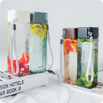 Korean Harajuku Water Cup Female Cute Student Korean Version Personality Creative Trend Plastic Cup Square Simple Handcup