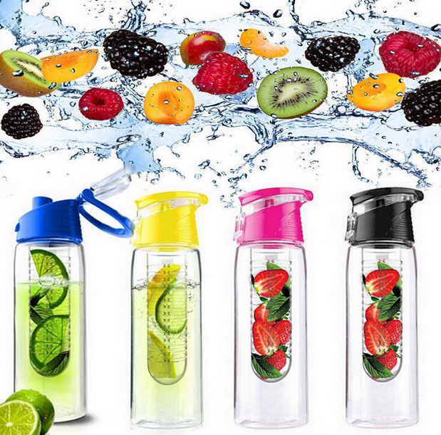 Portable 24 OZ BPA FREE Fruit Infuser Water Bottle, Plastic Water Bottle With Infuser