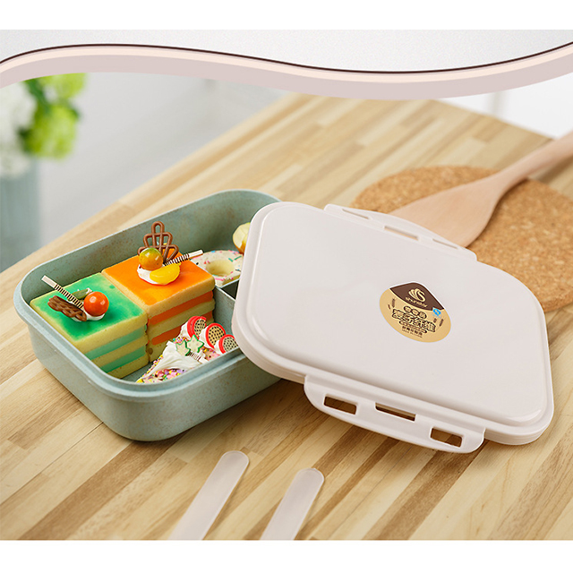 Wheat Straw One Layer Plastic Bento Lunch Box, Food Lunch Box with Separation