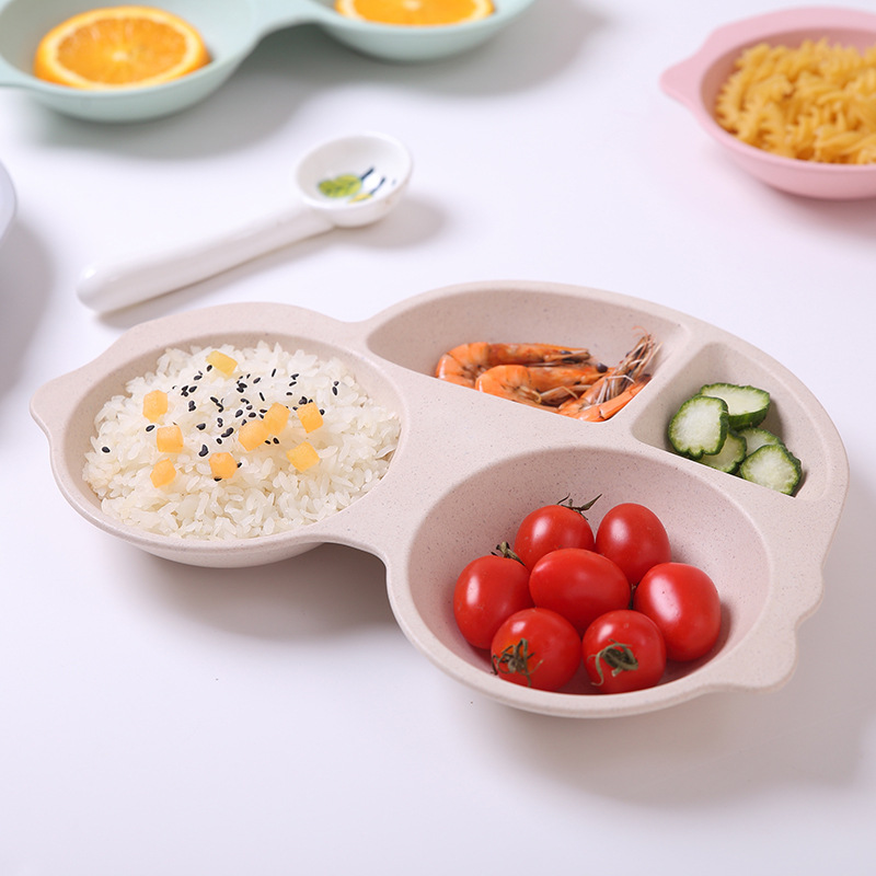 Degradable Bamboo Fiber Food Plate, Kids Travel Food Tray
