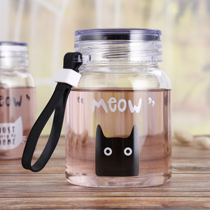 Manufacturer's Direct Sale Glass Convenient Lifting Belt Type Small Printed Water Cup Wholesale