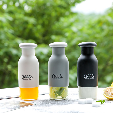 Custom Logo Printed Glass Water Bottle with Silicone Sleeve