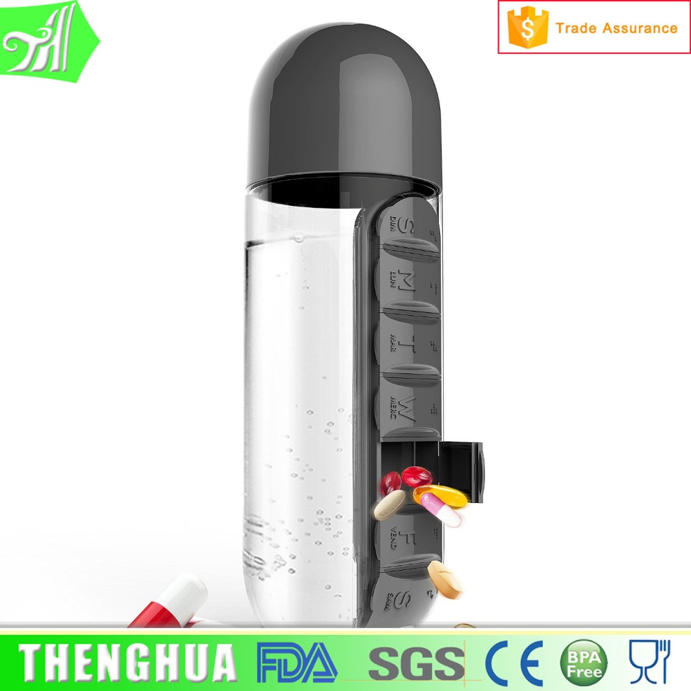 BPA Free Biodegradable Plastic Medicine Water Bottle Pill Organizer