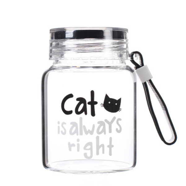 Cartoon cat Glass cartoon schoolgirl small fresh glass water bottle summer portable Cup