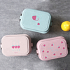 Eco-friendly Wheat Straw Plastic Custom Printed Bento Lunch Box Leak Proof Box