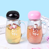  Office with cover Water Cup creative transparent flower tea cup portable cute Custom Tea glass