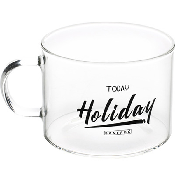 Home Glass Mug Creative alphabet handle Home fashion single-layer beverage juice Water cup
