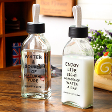 Alphabet Creative portable glass sealed water bottle portable drink milk cup handy mug wholesale