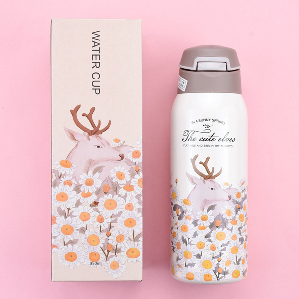 304 stainless steel straw insulation bottle exercise fitness student portable bottle