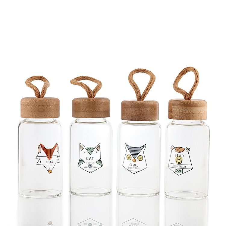 Gift Leakproof BPA Free Portable Reusable 550ML Borosilicate Glass Water Bottle