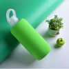 Customized Logo 500ml Glass Drink Water Bottle With Silica Cover
