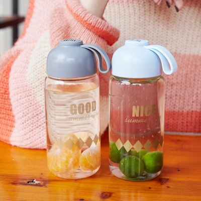 Brief English GOLD Glass High Borosilicate High Temperature Resistant Hand Cup Outdoor Gift Water Cup for Students and Teenagers