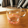  Japanese Style And Wind Cherry Blossom Heat-resistant Glass Cup Cute Creative Milk Cup with Lid Flower Tea Cup Coffee Cup Water Cup