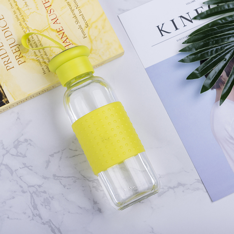 Colorful School Glass Water Bottle Sports Glass Bottle