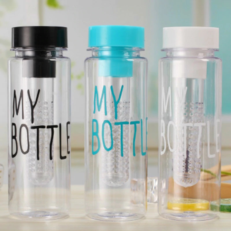 BPA Free Plastic Fruit Infuser Water Bottle With Filter Leakproof Sport Hiking Camping Drink Shaker Bottle