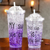 Summer hot selling beach Freezing Gel ice cream cup wholesale reusable custom logo plastic cup with lid and straw