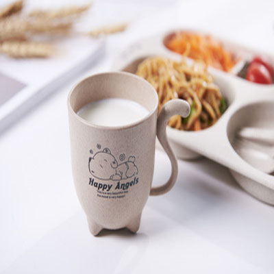 Budding cartoon wheat cat tail children cute wind creative coffee milk four feet cup