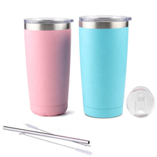 Stainless Steel Tumbler Vacuum Insulated Coffee Cup Double Wall Travel Flask Mug with Splash Proof Lid Straws Pipe Brush