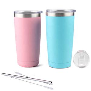Stainless Steel Tumbler Vacuum Insulated Coffee Cup Double Wall Travel Flask Mug with Splash Proof Lid Straws Pipe Brush