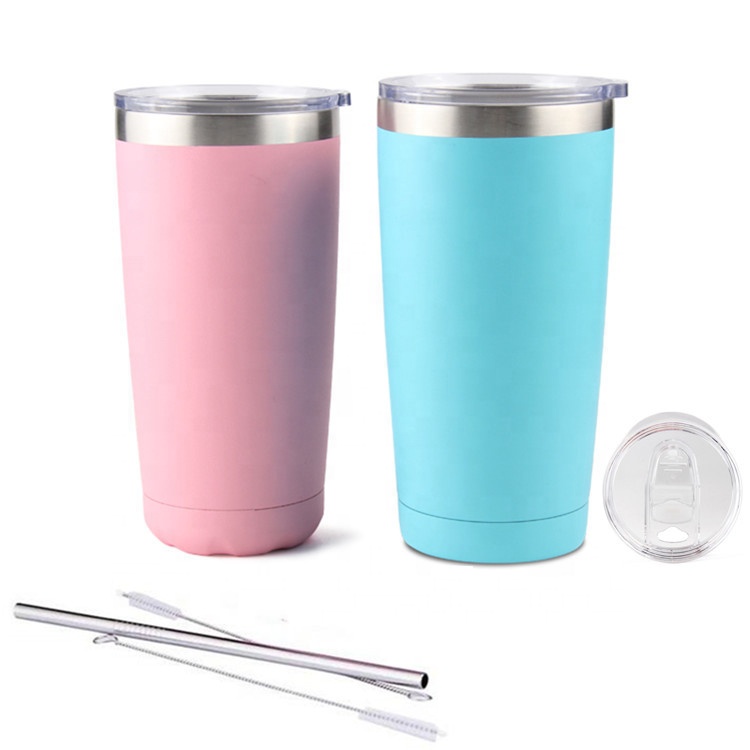 Stainless Steel Tumbler Vacuum Insulated Coffee Cup Double Wall Travel Flask Mug with Splash Proof Lid Straws Pipe Brush