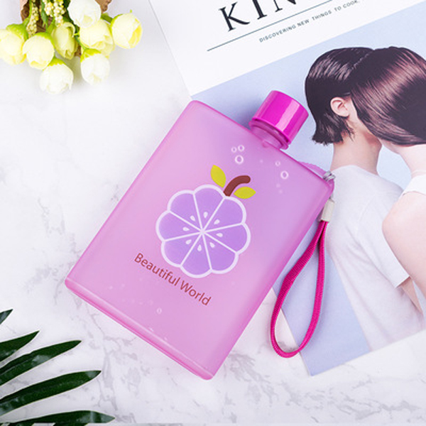 Custom logo plastic wine kettle Cute flat sports gift water bottle