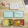 Dual Compartment Microwave Wheat Straw Men Bento Lunch Box Adult