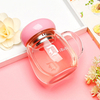  Office with cover Water Cup creative transparent flower tea cup portable cute Custom Tea glass