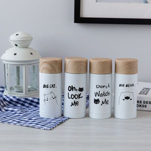 Hot straight creative Advertising gift cup wooden cover stainless steel insulation cup