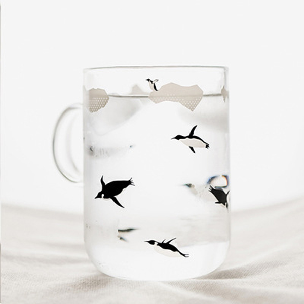 Creative Fresh water cup polar handmade glass cute polar bear Penguin couple Cup