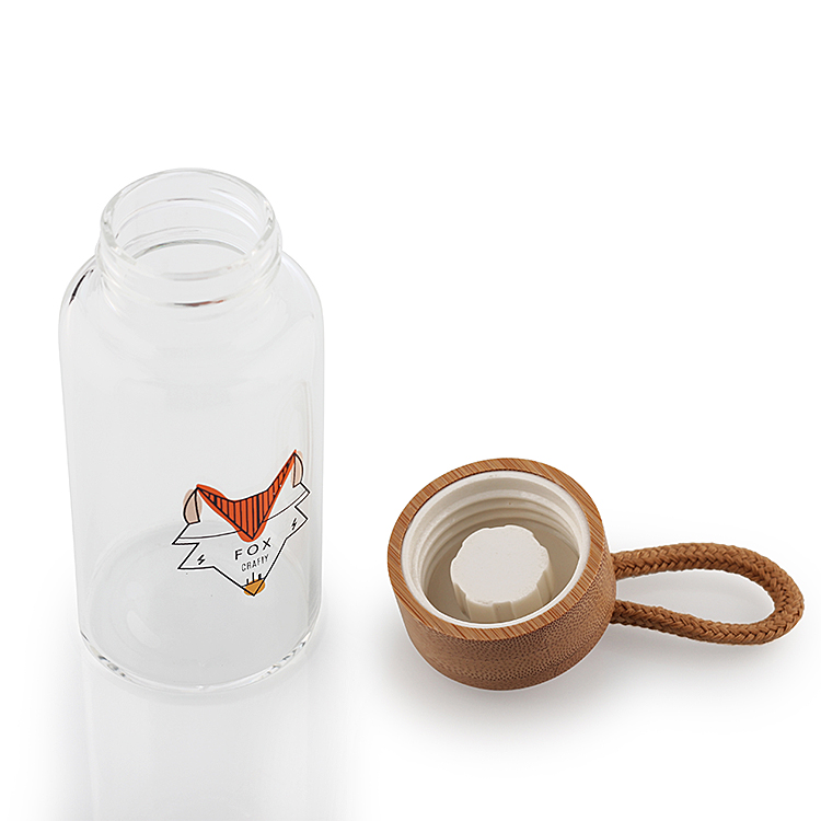 Gift Leakproof BPA Free Portable Reusable 550ML Borosilicate Glass Water Bottle