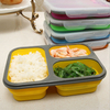 Custom Food Child Foldable Collapsible 2 3 Compartment School Silicone Bento Lunch Box for Kids Adult