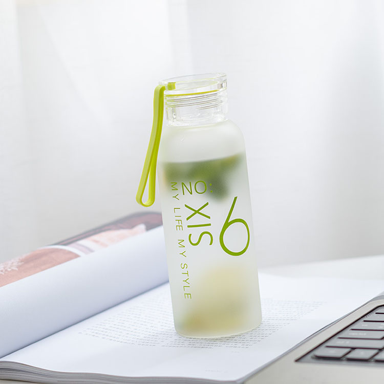 High Capacity Factory Frosted Glass Drinking Water Bottle with Sleeve Lid Decal