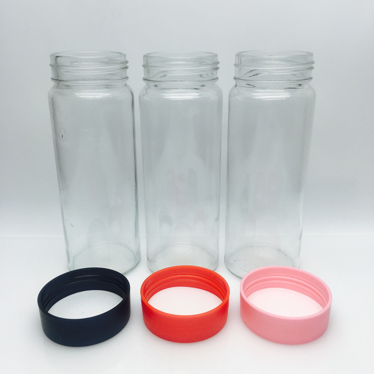 Custom 500ml my bottle water bottle glass juice drink bottle with plastic cap
