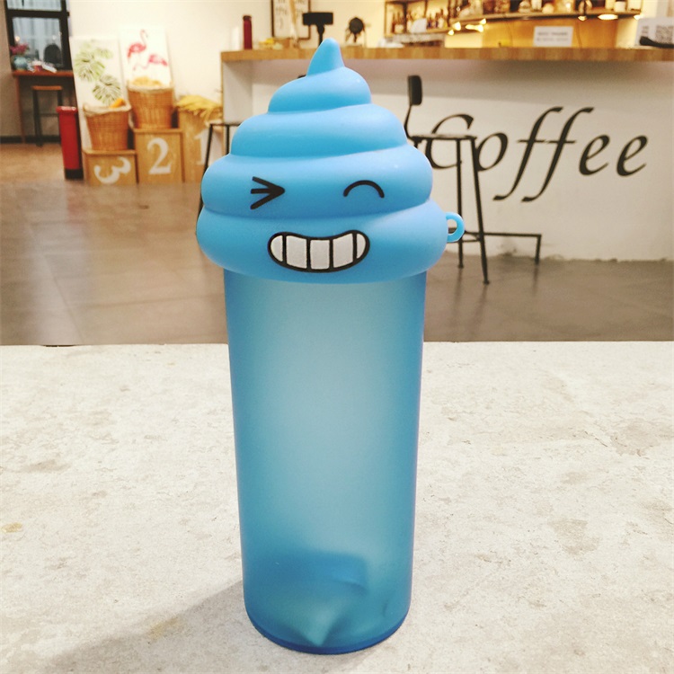 Cartoon Funny Multi Color Dull Polish Plastic Water Bottle With Cove