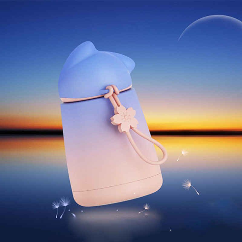 Cartoon Creative Cat Water Bottle Thermal Insulation Stainless Steel Student Women Office Outdoor Portable Drinking Bottle