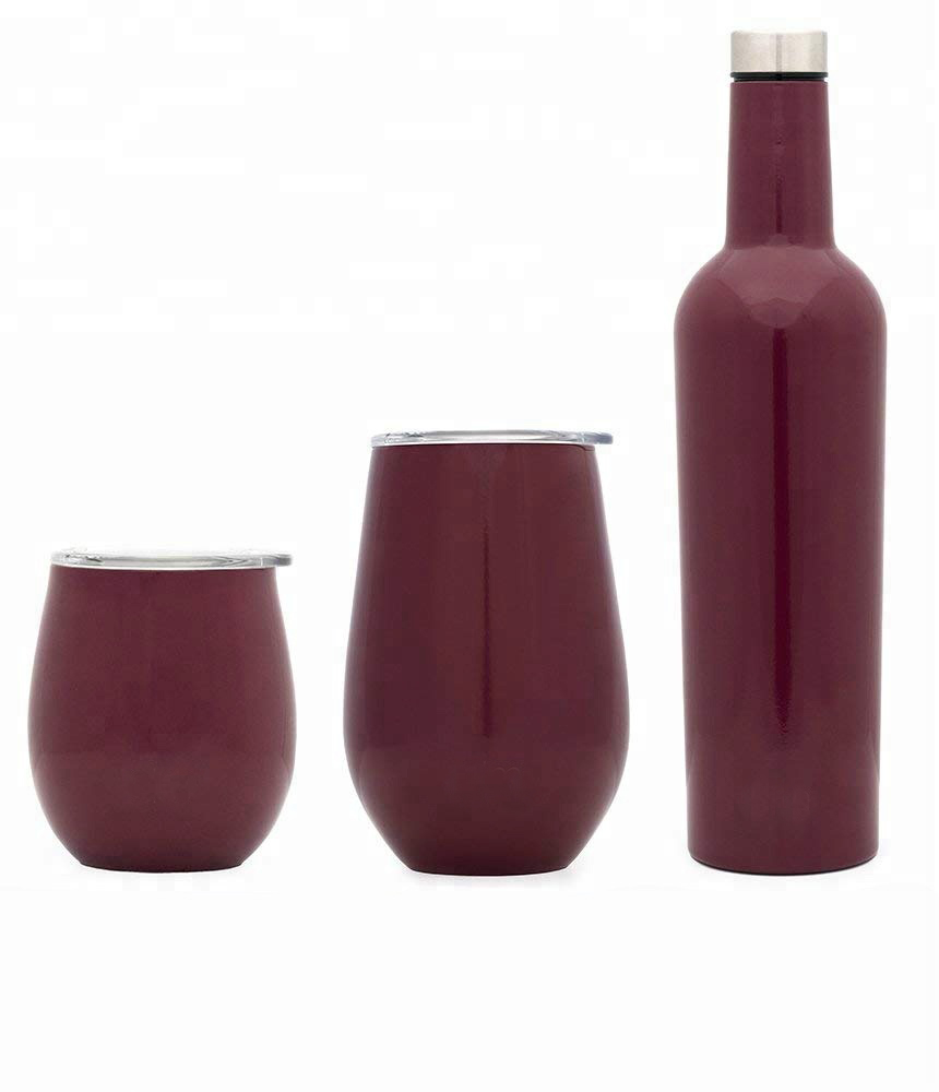 750ML Vacuum Insulated Thermos Double Wall Stainless Steel Water Bottle With 12oz Wine Tumbler