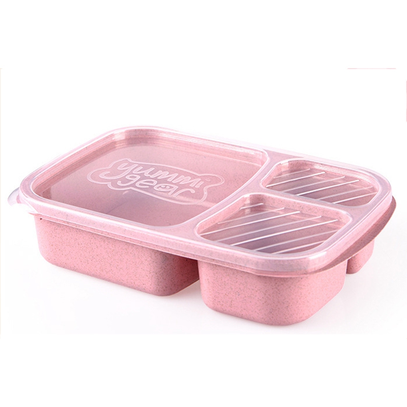 PP Easy Carry Wheat Straw Kids Bpa Free Bento Lunch Box with Lid