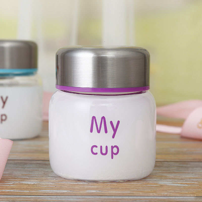 Summer new high borosilicate glass cute my cup hand cup portable outdoor water cup print logo