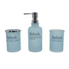 3 Pcs Glass Water Bottle Lotion Soap Dispenser Toothbrush Holder Tumbler Bathroom Accessories