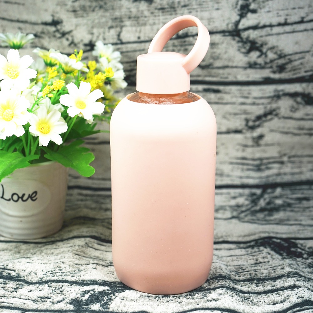 unbreakable heat resistant Custom Logo glass water Bottle with sleeve