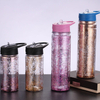 New arrival wholesale double wall glitter water bottle sport clear plastic water bottle with straw