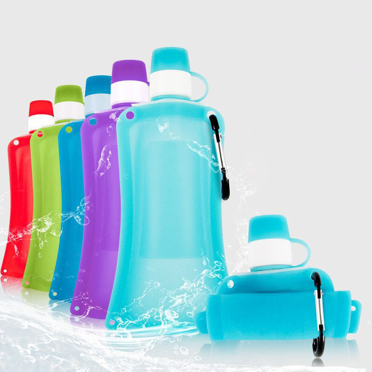 BPA Free Foldable Silicone Water Bottle Collapsible