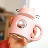 New creative glass cute cat water cup with handle portable glass Advertising gift Cup custom wholesale