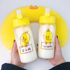 Cute men and women cartoon Little Yellow duck glass net red shame duck children student promotional gift Glass Water Cup