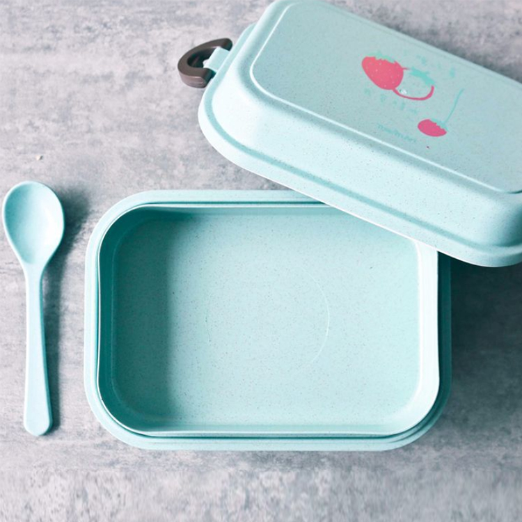 Eco-friendly Wheat Straw Plastic Custom Printed Bento Lunch Box Leak Proof Box