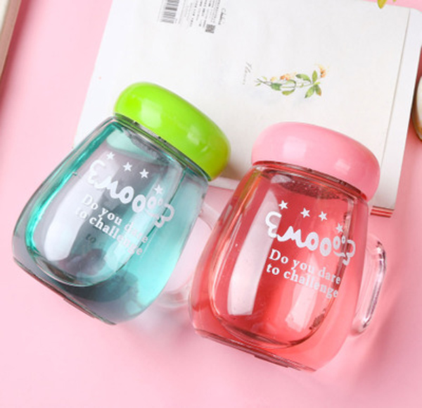  Office with cover Water Cup creative transparent flower tea cup portable cute Custom Tea glass