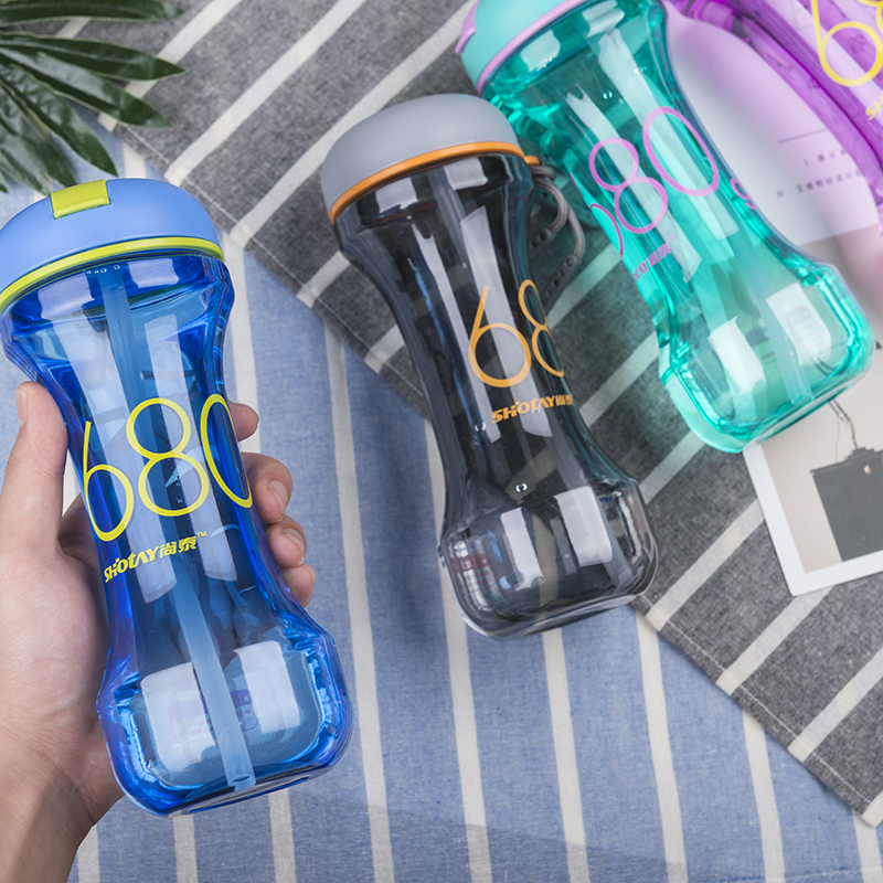 Dumbbell Fitness cup with straw belt rope sports Kettle