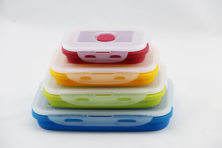 4 Pcs Silicone Lunch Box, Lunch Container, Foldable Silicone Lunch Box 